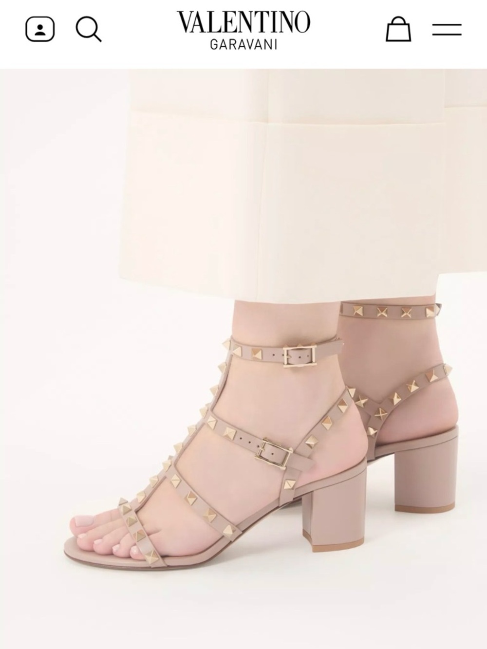Valentino Nude Pink Rockstud Block Heel Sandals sz 9